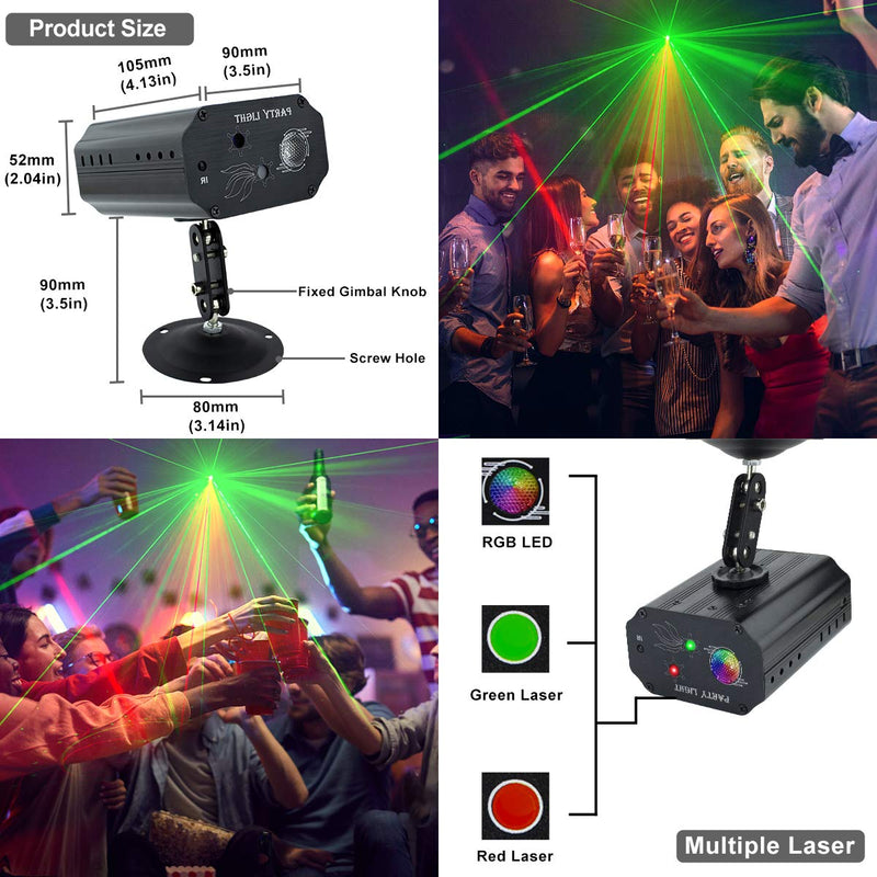Party Lights, DJ Disco Laser Light Projector Show RGB Sound Activated 48 Patterns with Remote Control for Parties Bar Birthday Wedding Christmas Decorations Lights
