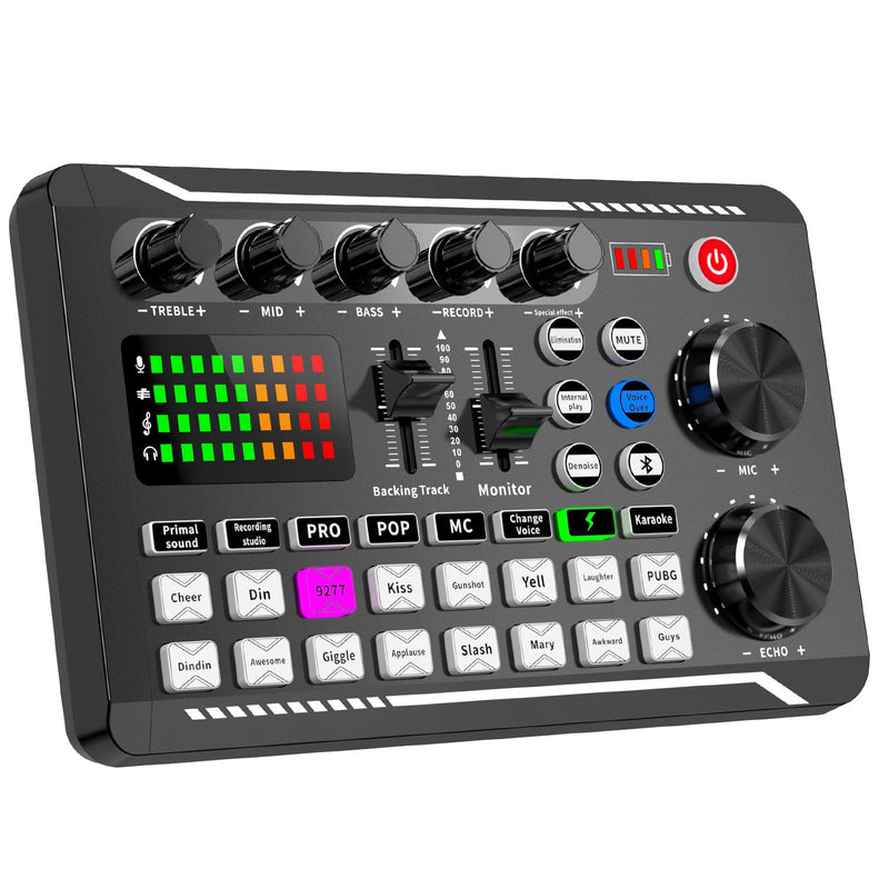[AUSTRALIA] - Facmogu F998 Live Sound Card Audio Mixer Podcast, Voice Changer for Sound Effects Board for Microphone Karaoke Tiktok YouTube Streaming Recording 