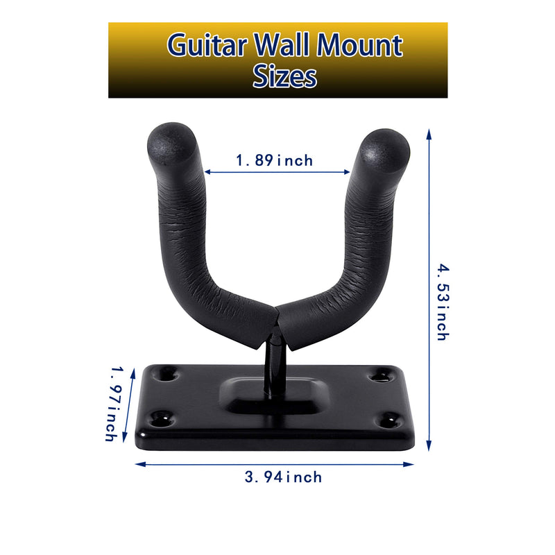 Guitar Wall Mount 2Pack,Guitar Hangers for Wall,Wall Guitar Mount Hooks Stand,Perfectly Display Musical Instruments for Retail Shop,Bedroom,Playroom,Bar,Rehearsal,2Sets Square & Black S MODEL HANGER