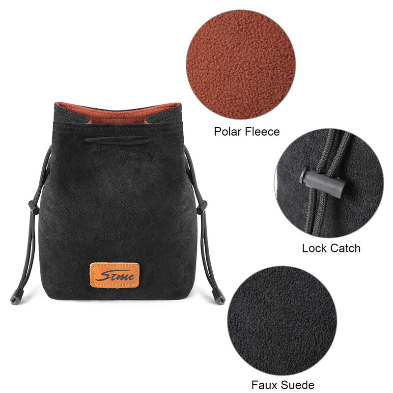 S-ZONE Soft Camera Bag DSLR Insert Handbag Drawstring Lens Case Compatible with Canon Nikon Sony Large Black