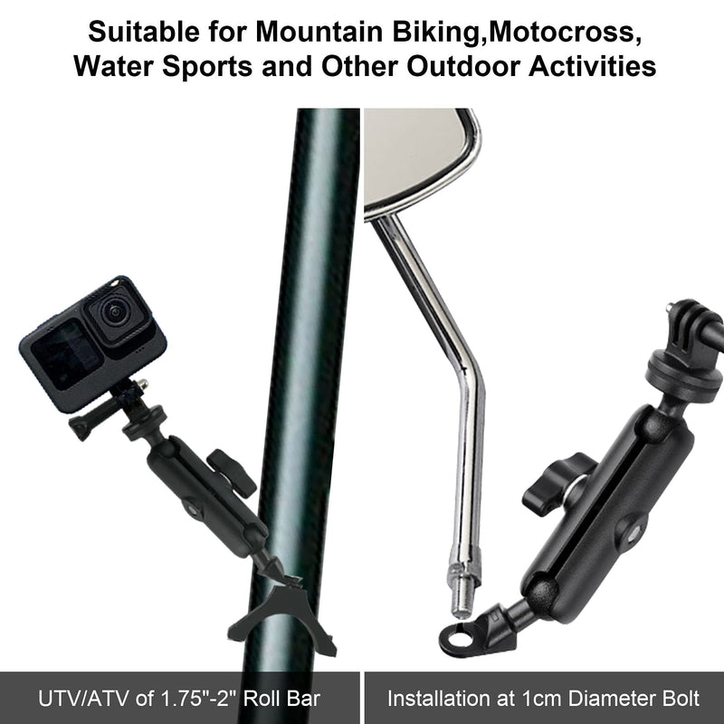 [AUSTRALIA] - UTV ATV Camera Mount Holder Dash Cam Mount Compatible with GoPro Hero 6 7 8 9, Bike & Motorcycle Camera Gooseneck Mount for Action Camera/ Digital Camera/ Smartphone 1.75"-2" Roll Bar 360° Rotation 