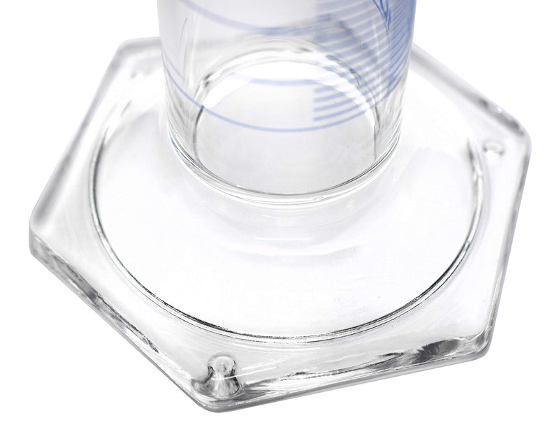 Measuring Cylinder, 50ml - ASTM, Class A Tolerance ±0.25ml - Protective Collar, Hexagonal Base - Blue Graduations - Borosilicate 3.3 Glass - Eisco Labs
