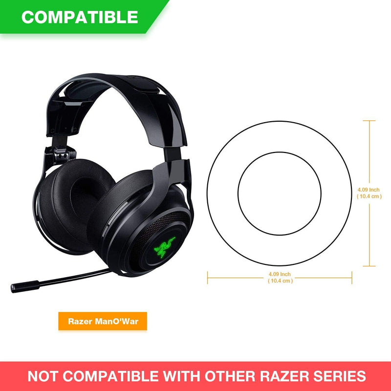 [AUSTRALIA] - ManO'War Earpads, JARMOR Replacement Memory Foam Ear Cushion Kit Pad Cover for Razer Razer ManO'War Headphone ONLY (Black) Black 