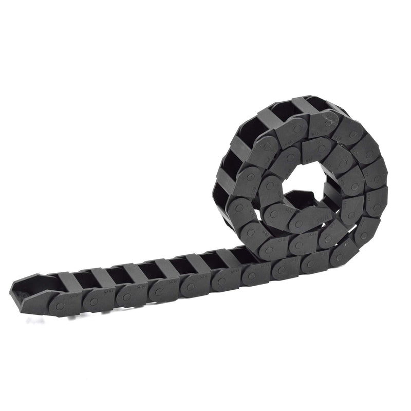 Plastic Drag Chain Cable Carrier Semi Closed with End Connectors R38 18 x 25mm L1000mm for Electrical CNC Router Machines