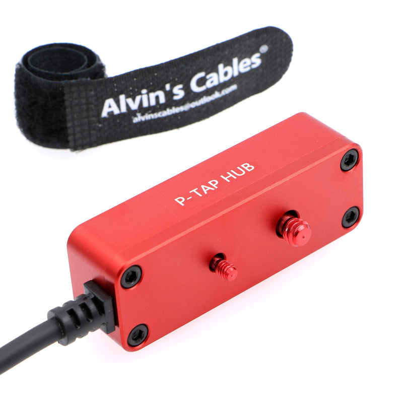 [AUSTRALIA] - Alvin’s Cables D-tap Splitter P-Tap HUB Cable Dtap Male to 3 Port D tap Female Splitter Cable with Screw Threads for ARRI RED Z CAM Cameras TILTA Steadicam IDX V-Mount Battery 1 to 3 50cm Red 