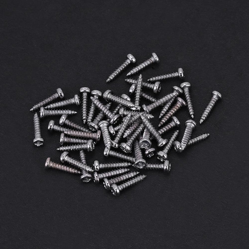 Dilwe 50pcs Screws for Guitar,Chrome Mounting Screws for Guitar Machine Heads Tuning Pegs Tuners Silver