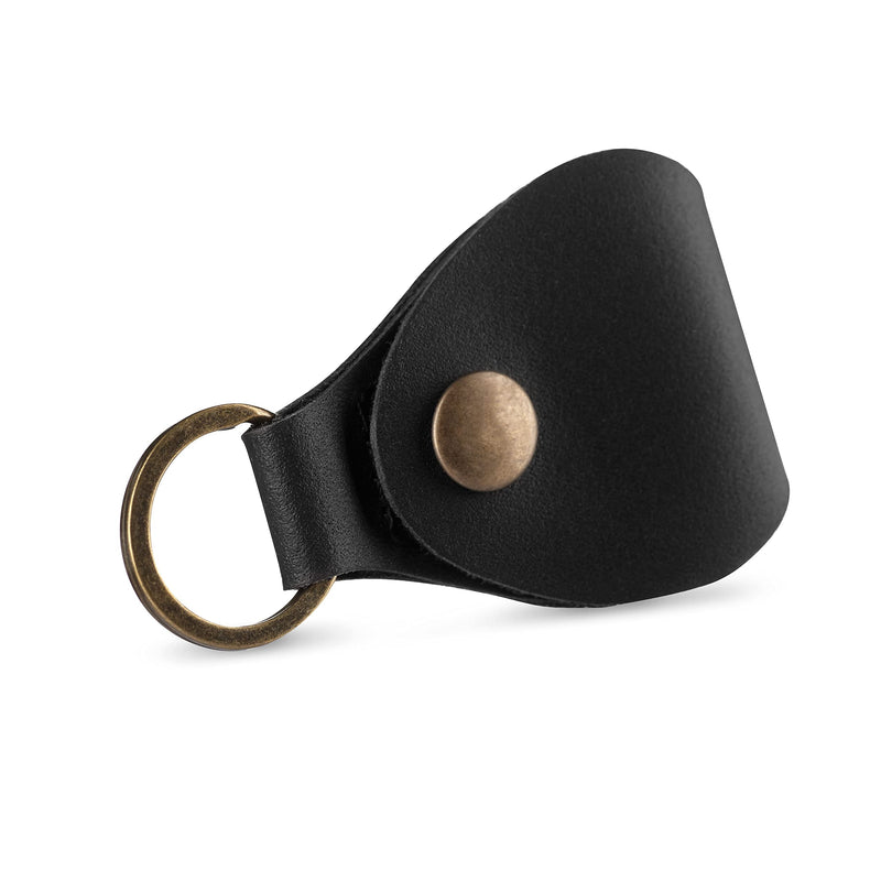 Leather Guitar Pick Holder Keychain, Guitar Pick Holder Case Bag, Plectrum Key Fob Cases Bag, Gift for Guitar Players (Black) Black