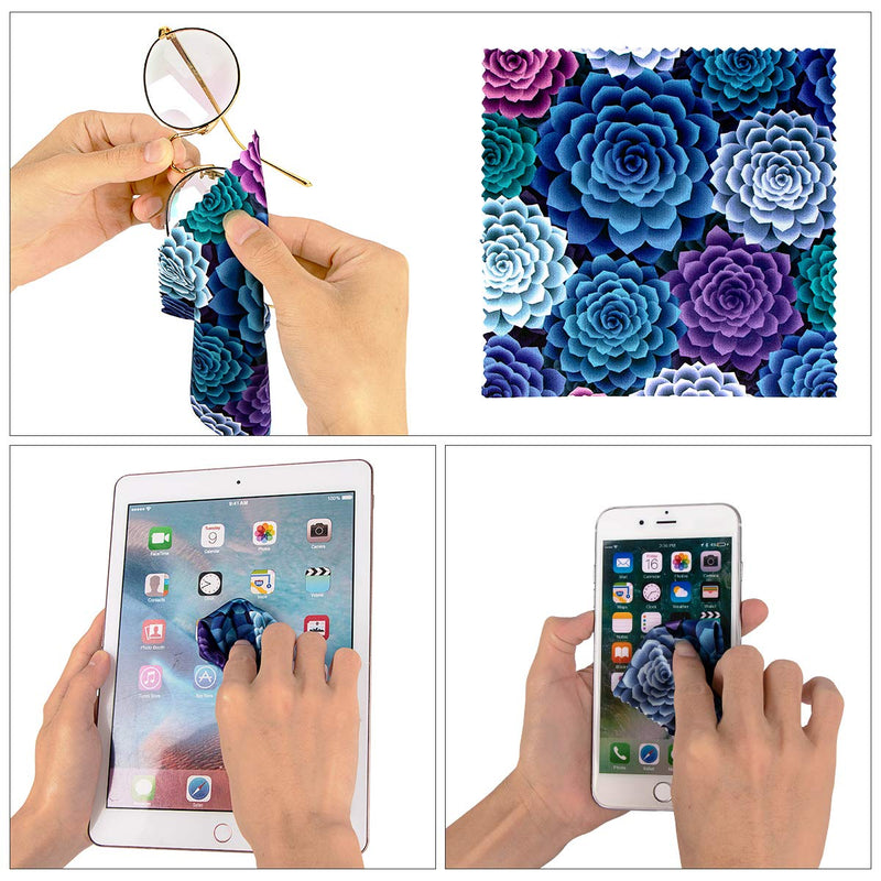 Large Size (19.5x19.5cm) Soft Elastic Cleaning Cloths for Eyeglasses, Camera Kens, Cell Phones, CD, DVD, Computers, Tablets, Laptops, Telescope, LCD Screens and Other Delicate Surfaces Cleaner 9 Pieces(Patterns Randomly Sent)