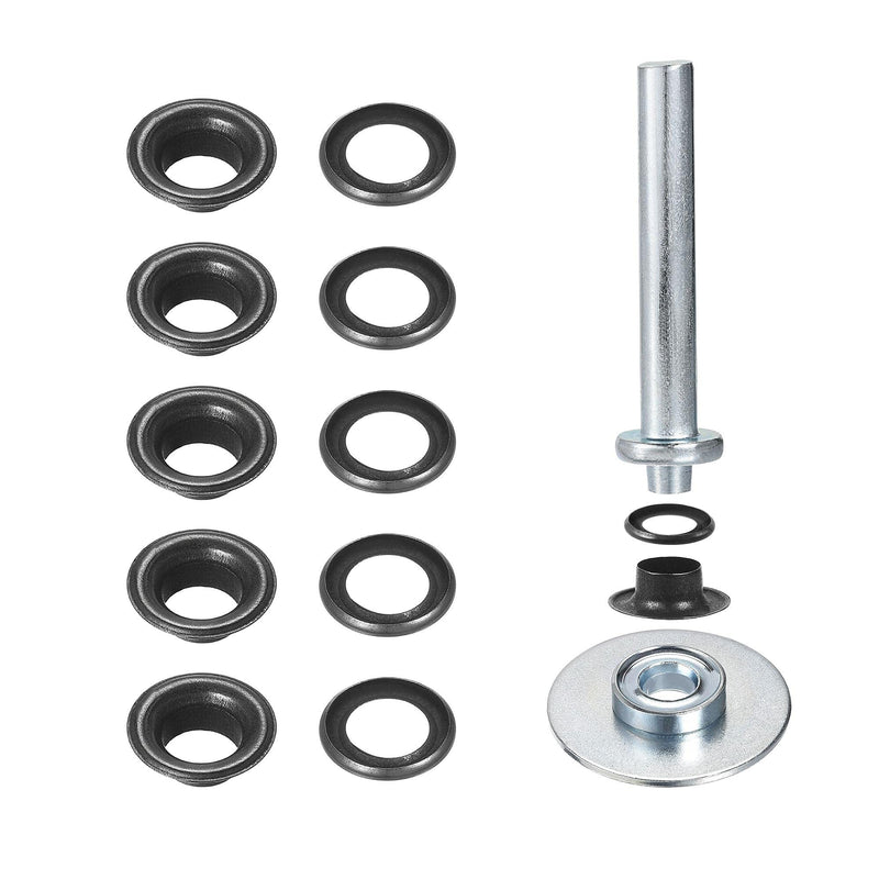 uxcell Grommet Tool Kit 15 Sets 1/2" Copper Eyelets with 3pcs Setting Tools, 12mm Inside Dia. Dim Gray