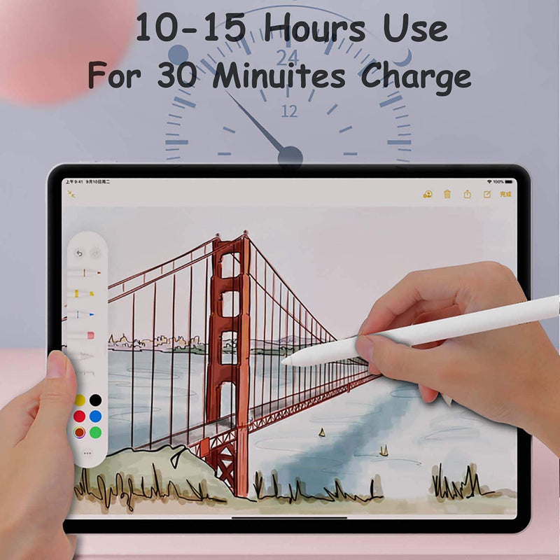 Stylus Pencil for Apple iPad Pro 2021, iPad Pro 4th &3rd Generation 12.9/11, iPad Air 4th &3rd Generation, iPad 8th, iPad 7th, iPad 6th, iPad Mini 5 Compatible with All iPad 2018-2021 [Tilt Creative] White
