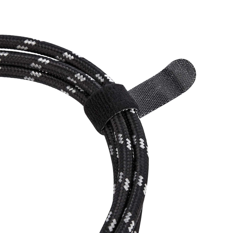 Amazon Basics 1/4 Inch Tweed Cloth Jacket Right-Angle Instrument Cable - 10 Foot (Black & Gray) Black & Gray
