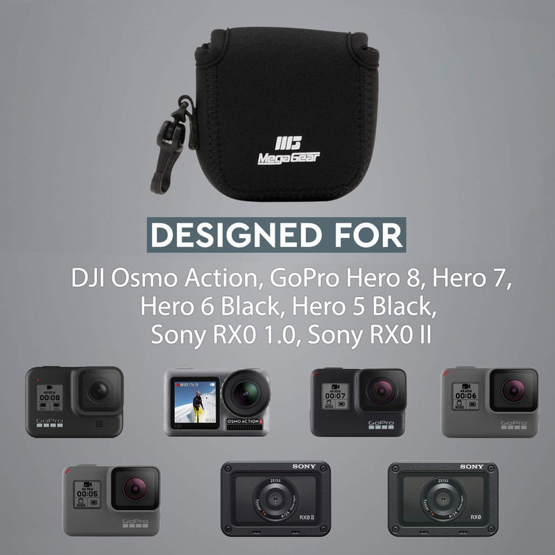 [AUSTRALIA] - MegaGear Ultra Light Neoprene Camera Case Compatible with GoPro Hero9, Hero8, DJI Osmo Action, Sony RX0 II, GoPro Hero 7, Sony RX0 1.0 Black 