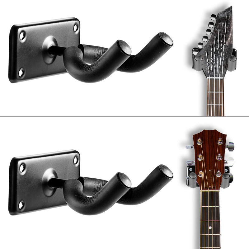 Guitar Wall Mount Hanger Holder Hook Stand 2 Pack Guitar Wall Hangers for Electric Guitars, Bass,Ukulele,Mandolin, Banjo, Coustic