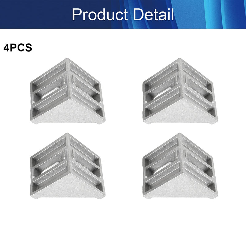Aicosineg 4pcs Aluminum Alloy Interior Joint Bracket Inside Corner Bracket Gusset Suitable for 4545 Series with Slot Aluminum Extrusion Profile Silver Tone