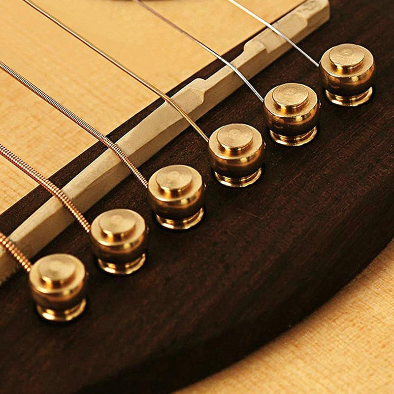 Koldot Brass Guitar Bridge Pins for Acoustic and Electric Guitar 6PCS Bass Guitar Bridge Pins with Guitar Pins Puller Guitar DIY Replacement Parts Gold