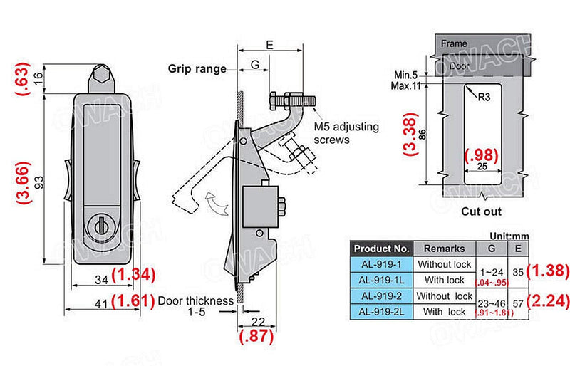 OWACH 2 Pack Compression Latches (AL-919-2L) Flush Lever Adjustable Grip Range 0.91"-1.81", Replace C2-33-25 (with Locking, Grip Range 0.91"-1.81") With locking, Grip Range 0.91"-1.81"