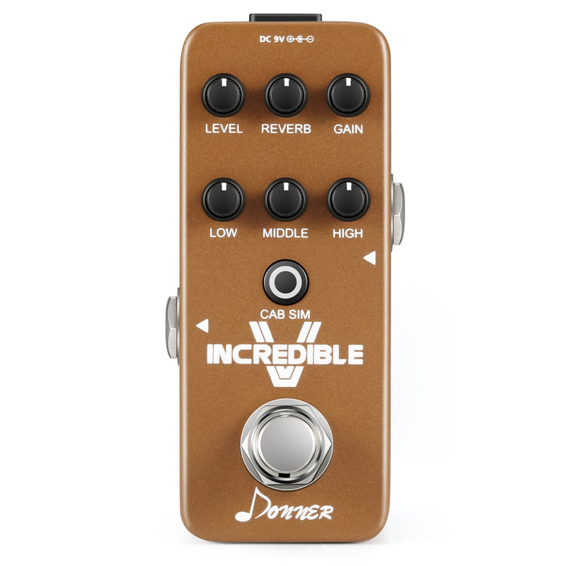 [AUSTRALIA] - Donner Incredible V Mini Preamp Distortion High Gain Guitar Effect Pedal with Reverb and Cab Simulator Functions and Automatically Save 