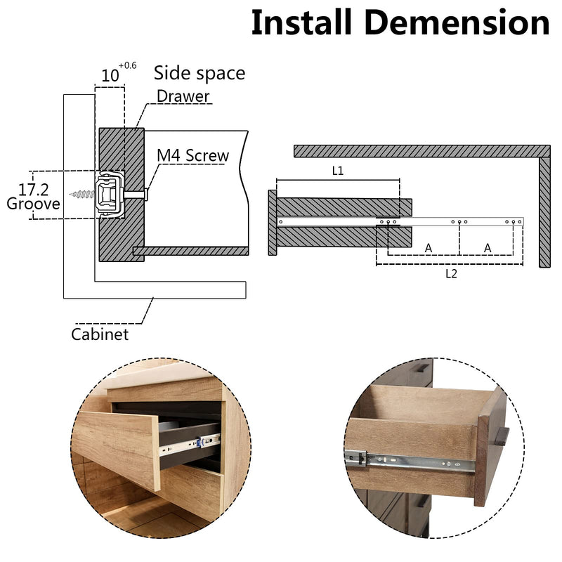 [AUSTRALIA] - Suiwotin 12 Inch Drawer Slides, Metal Drawer Slide Small Drawer Rails Ball Bearing Two Way Slide Track Rail Pack of 2 (0.7" Wide) 12" - 2PCS 2 Sections 