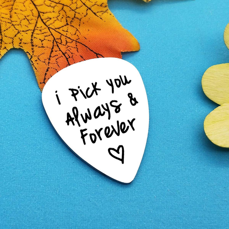 Anniversary Gifts for Him Boyfriend I Pick You Always and Forever Guitar Pick Anniversary Gifts for Husband Birthday Christmas Gifts Valentines Day Gifts for Men