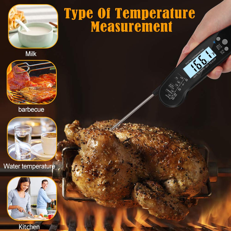 SKERYBD Digital Meat Thermometer for Cooking and Grilling, 2S Instant Read & ±1 High Precision, Easy to Use, IP67 Waterproof, for Kitchen Food Candy