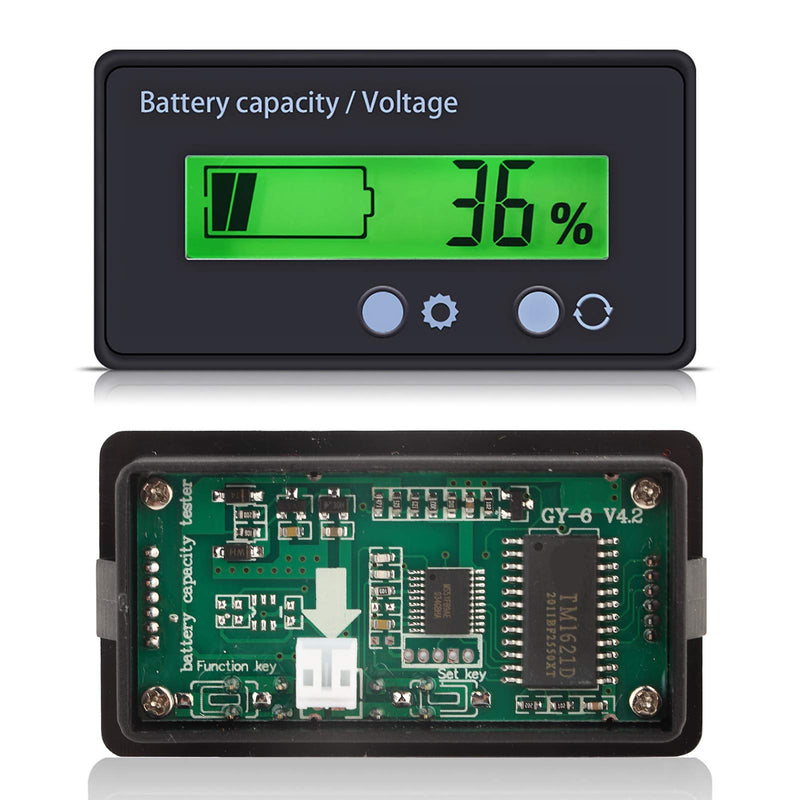 Battery acity Voltage Meter, DC 6-70V Battery acity Tester, Digital Battery Remaining acity Percentage Level Monitor Tester for Car Vehicle