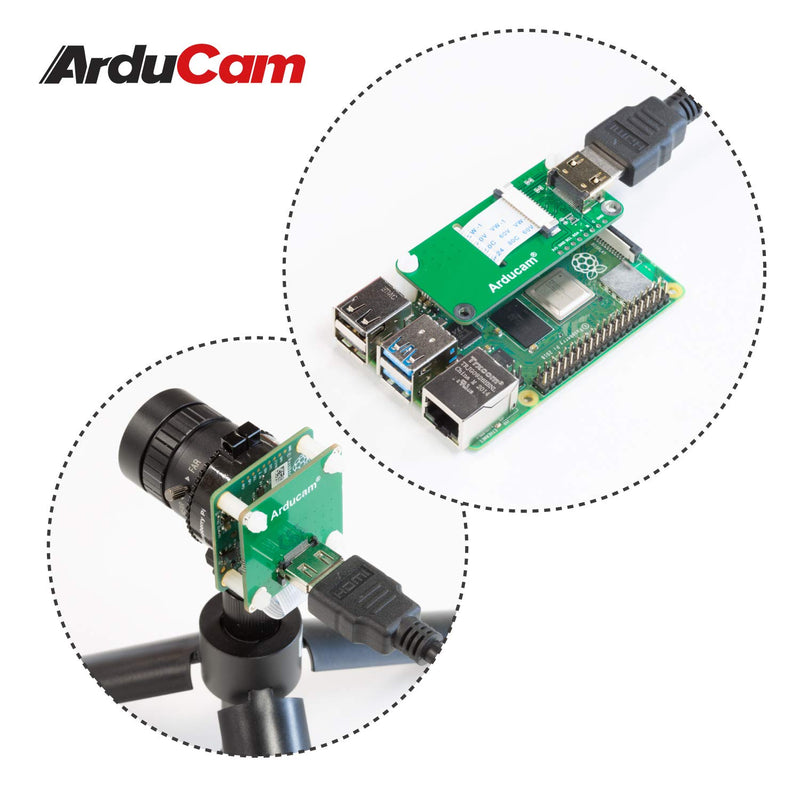 Arducam CSI to HDMI Adapter Board for 12MP IMX477 Raspberry Pi HQ Camera, HDMI Cable Extension Module with 15pin 60mm FPC Cables for Rpi HQ Camera