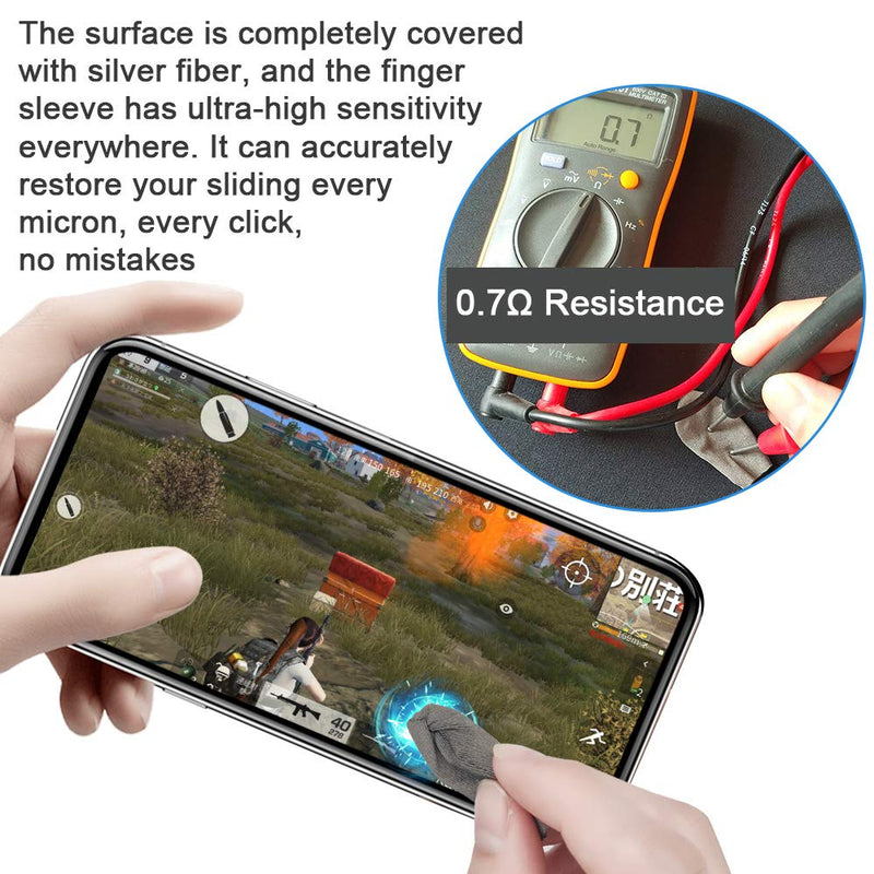 IUGGAN PUBG Mobile Game Finger Sleeve Sets [5 Pack] Sterling Silver Fiber, 0.01"(0.5mm) Ultra-Thin iPhone Smart Phone Finger for Call of Duty Mobile, Rules of Survival (Gray)