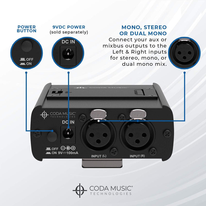 Wired in Ear Monitor System/IEM Personal Monitoring Headphone Amplifier with Mono & Stereo Panning, IEM-Stereo by Coda Music Technologies