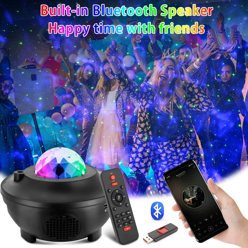 [AUSTRALIA] - VerkTop Star Projector Night Light, Colorful LED Music Sky Light Projection, Ocean Wave Star Lights for Kids Bedroom/Home Theater, with Bluetooth Speaker and Remote Control 