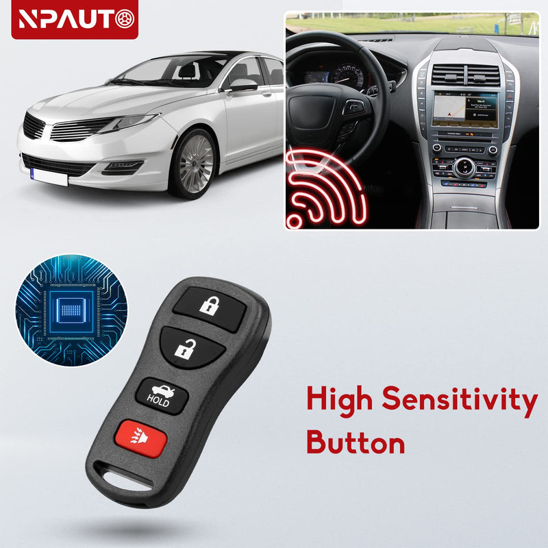 NPAUTO Key Fob Replacement for Nissan 350Z 2003-2009, Altima/Maxima 2002-2006, Sentra/Armada/Pathfinder/Versa/Quest, Infiniti G35 FX35 I35 QX56 - Keyless Entry Remote Control Key Fobs, KBRASTU15, 2Pcs