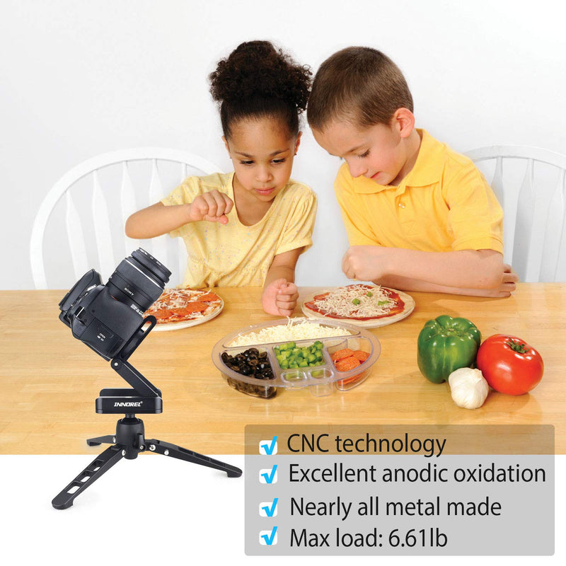 Z Type Tilt Tripod Head-INNOREL ZH5 CNC Aluminum Alloy All Metal Flexible Folding Z Pan with 1/4" and 3/8" Screw,Max Load 6.61lb for Canon Nikon Sony DSLR Camera