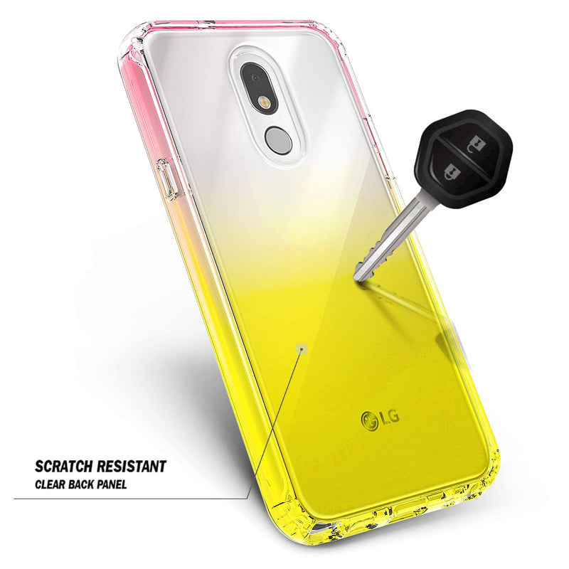 E-Began Case Compatible for LG Stylo 5 with [Built-in Screen Protector], LG Stylo 5V/Stylo 5X/Stylo 5 Plus, Full-Body Protective Rugged Bumper Cover, Shockproof Impact Resist Case -Pink/Yellow Pink/Yellow