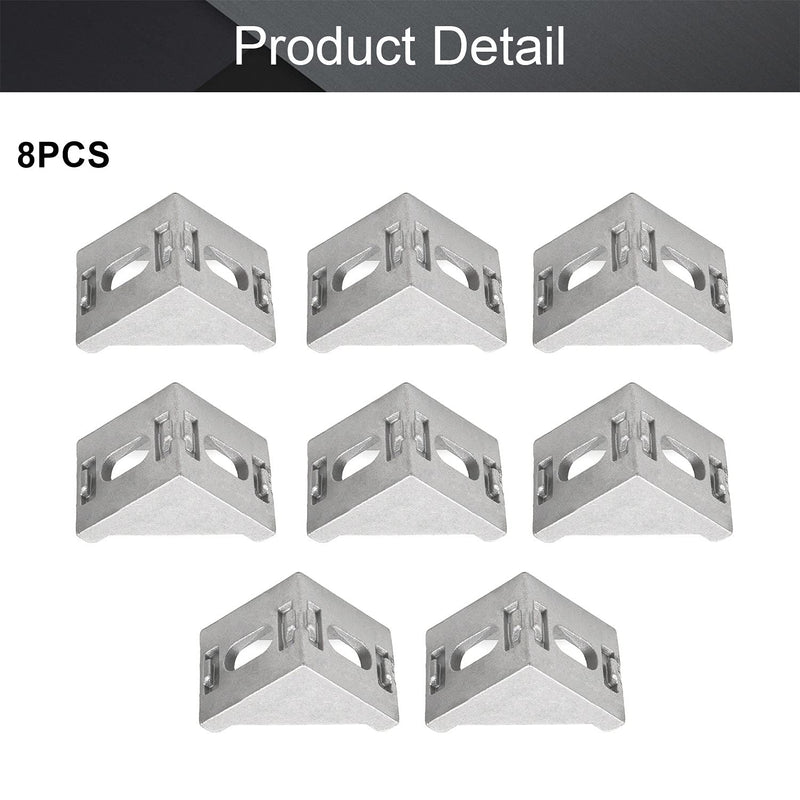 MroMax 8PCS Inner Angle Bracket Gusset Aluminum Alloy Inner Joint Bracket Suitable for 3030 Series Aluminum Extrusion Profile Silver