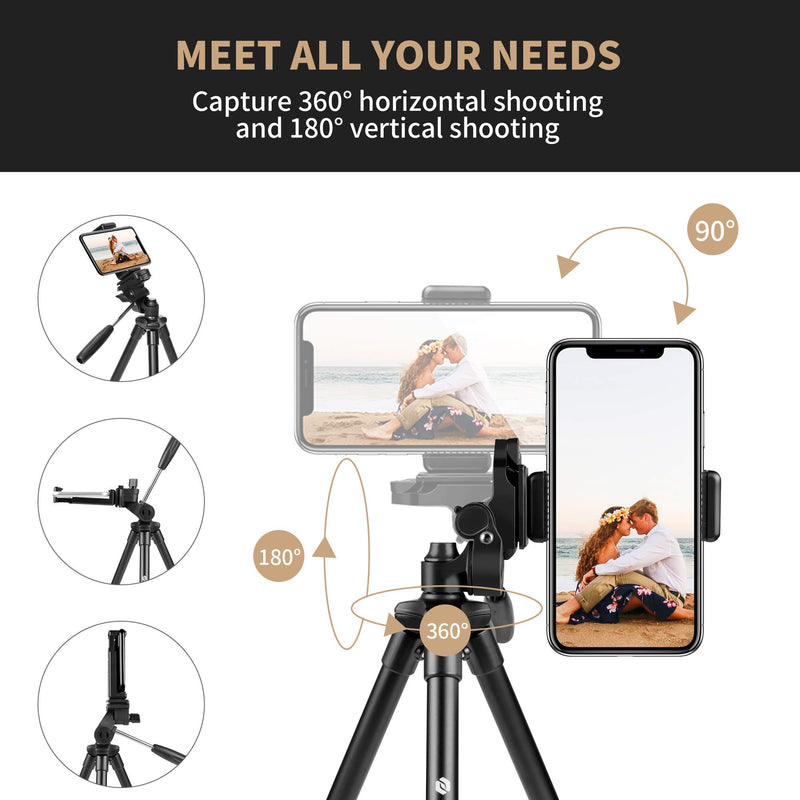 Fotopro Phone Tripod Stand, 40 inches Lightweight Travel Tripod for iPhone with Remote Control, Aluminum Compact Camera Tripod for Nikon, Samsung, Huawei, Vlog Tripod for Tiktok YouTube 40''