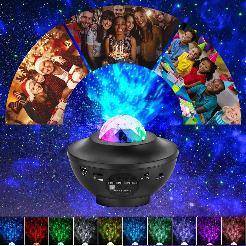 [AUSTRALIA] - VerkTop Star Projector Night Light, Colorful LED Music Sky Light Projection, Ocean Wave Star Lights for Kids Bedroom/Home Theater, with Bluetooth Speaker and Remote Control 