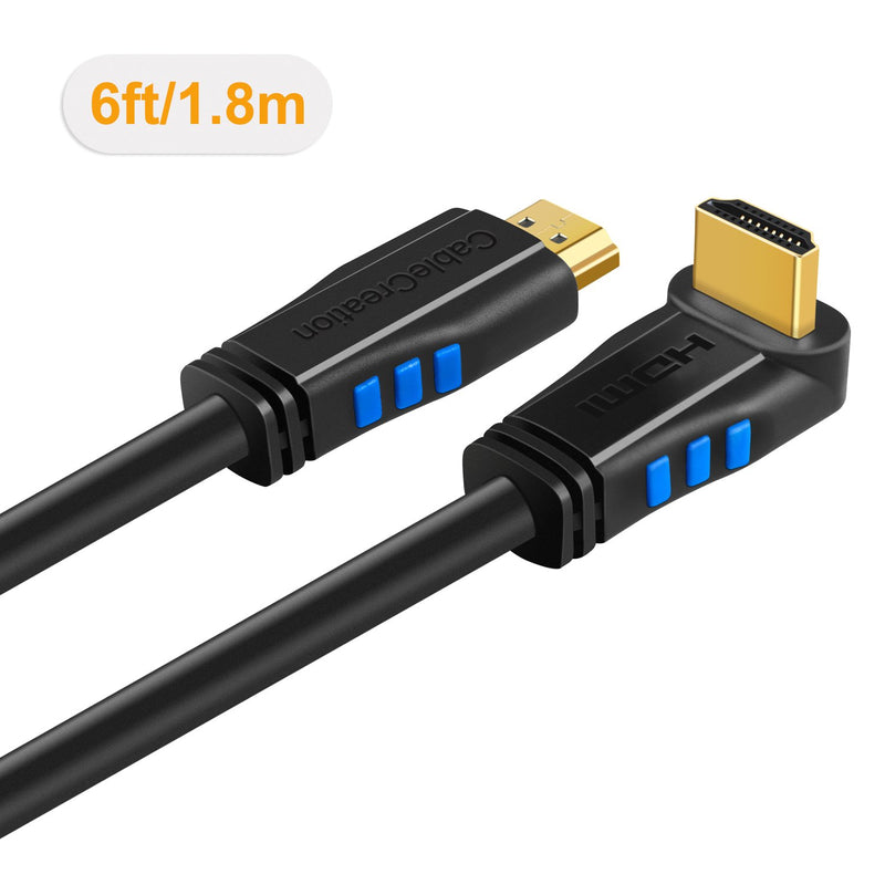 [AUSTRALIA] - HDMI Cable 90 Degree, CableCreation 6 Feet Upward Angle 270 Degree 4K HDMI 2.0 Cable with Gold Plated Connector, Support 4K (60Hz) Ultra HD, 3D Video, Ethernet, Audio Return Channel, Black 6ft 