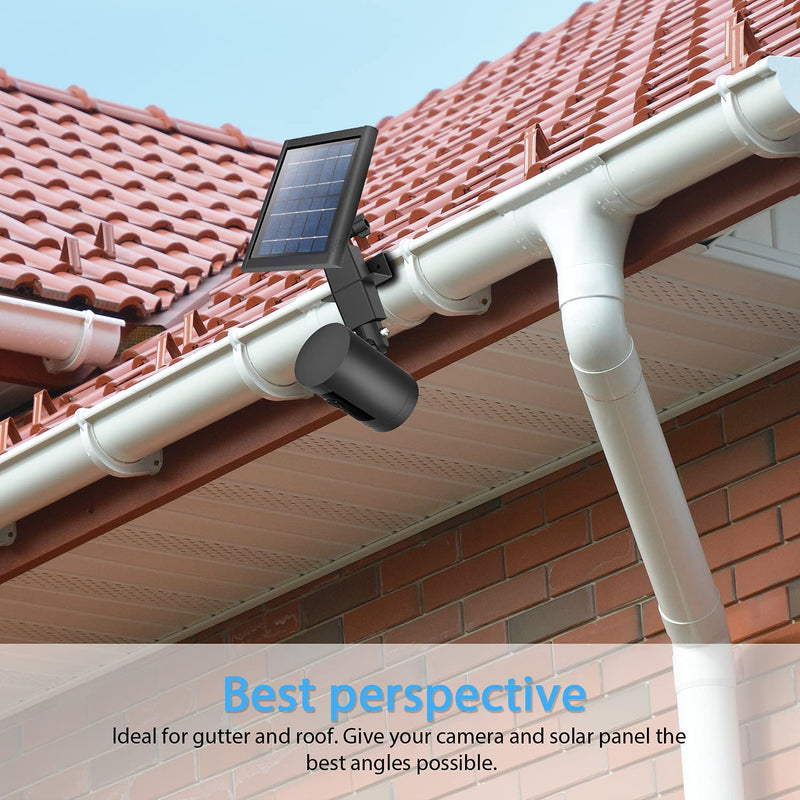 [AUSTRALIA] - HOLACA 2-in-1 Weatherproof Gutter Mount for Ring Solar Panel, Spotlight Cam Battery and Stick Up Cam Battery Outdoor Mount Accessories for Ring Solar Panel (Black) Black 