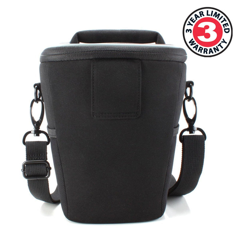 USA Gear SLR Camera Small Case Bag for Men and Women with Top Loading Accessibility, Adjustable Shoulder Sling, Padded Handle - Comfortable, Durable and Light Weight for Nikon, Canon, etc (Black) Black