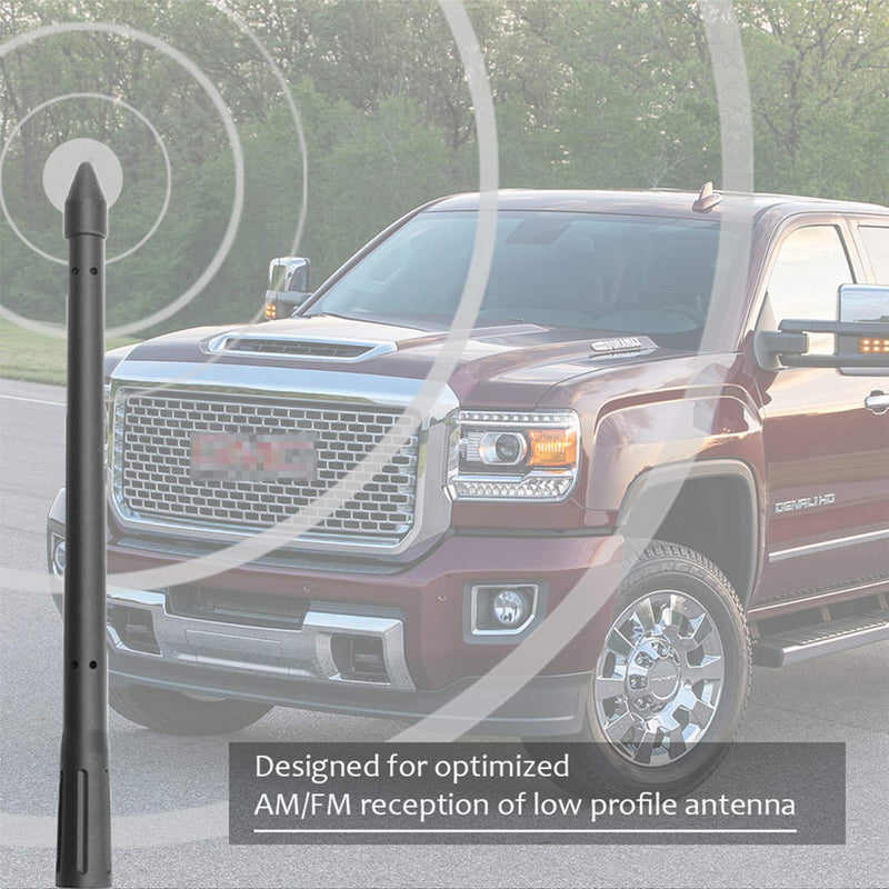 KSaAuto Antenna for GMC Sierra Chevy Silverado 1500 2500 3500 (2007-2021), Rocket Style, 8 inches Rubber Antenna Replacement Mast, Designed for Optimized FM/AM Radio Reception (M7 Thread)