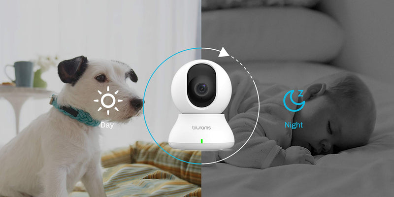 Security Camera 2K, blurams Baby Monitor Dog Camera 360-degree for Home Security w/ Smart Motion Tracking, Phone App, IR Night Vision, Siren, Works with Alexa & Google Assistant & IFTTT, 2-Way Audio 1 White