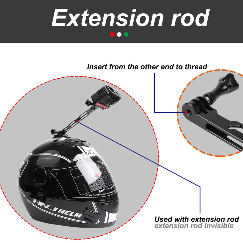 Extension Arms for Insta360, Motorcycle Helmet Mount Extension Accessories for Insta360 One X2, One R, Go 2, DJI Action 2 and GoPro Hero10 9 Max Fusion