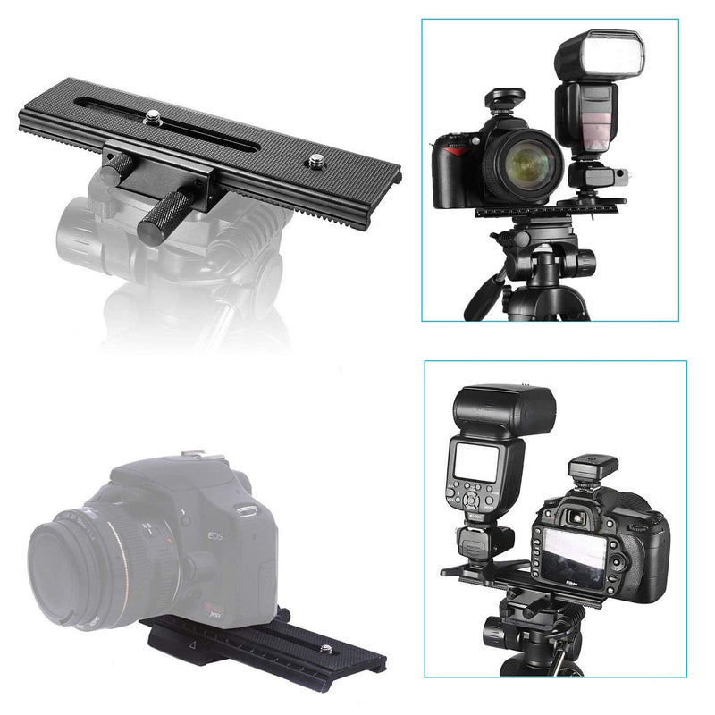EXMAX® 16cm 2 Way Macro Shot Focusing Focus Rail Slider/Close-up Shooting 1/4 Quick Screw Release Mount Camera Flash Support Plate