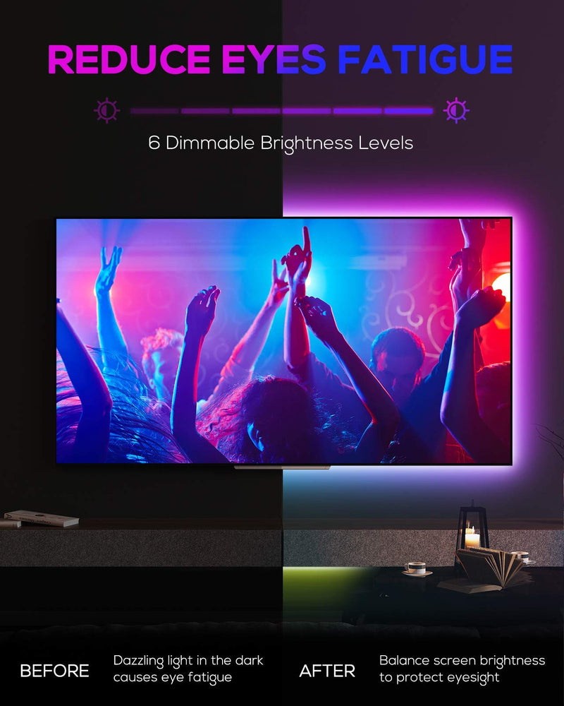 DecorStar TV LED Backlights, LED Lights for TV 14.5 FT Strips Sync to Music 32 Colors DIY Mode TV Backlight 55 inch 60 inch 65 inch 70 inch USB Powered
