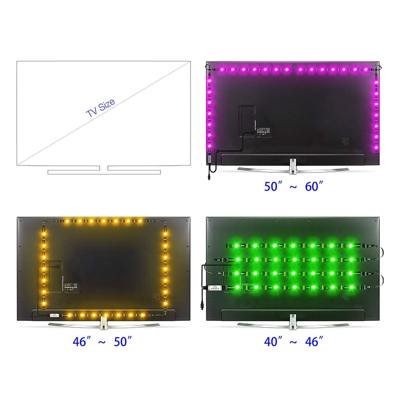 [AUSTRALIA] - WENICE LED Strip Lights 6.56ft for 40-60in TV, USB LED TV Backlight Kit with Remote - 16 Color 5050 LEDs Bias Lighting for HDTV 