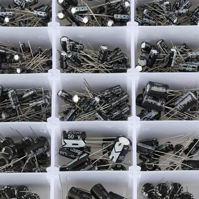 Electrolytic Capacitors, 1000Pcs 36 Values General Purpose Assortment Kit with Storage Box Range 10V~50V 0.1uF to 1000uF