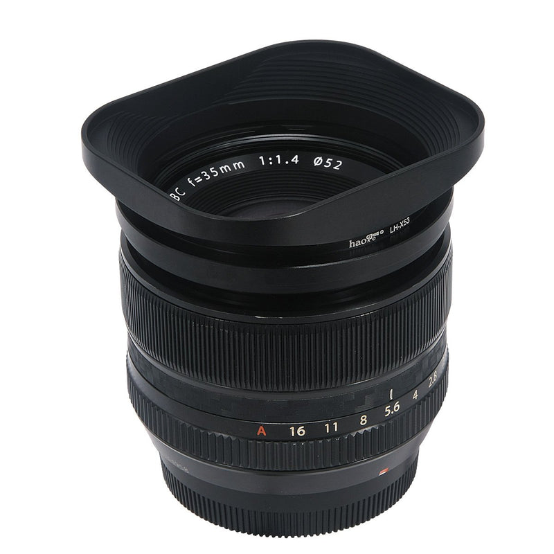 Haoge LH-X53 Bayonet Square Metal Lens Hood for Fujifilm Fuji Fujinon XF 35mm F1.4 R / XF35mmF1.4 R, XF 18mm F2 R / XF18mmF2 R, XF 60mm F2.4 R Macro / XF60mmF2.4 R Macro Lens