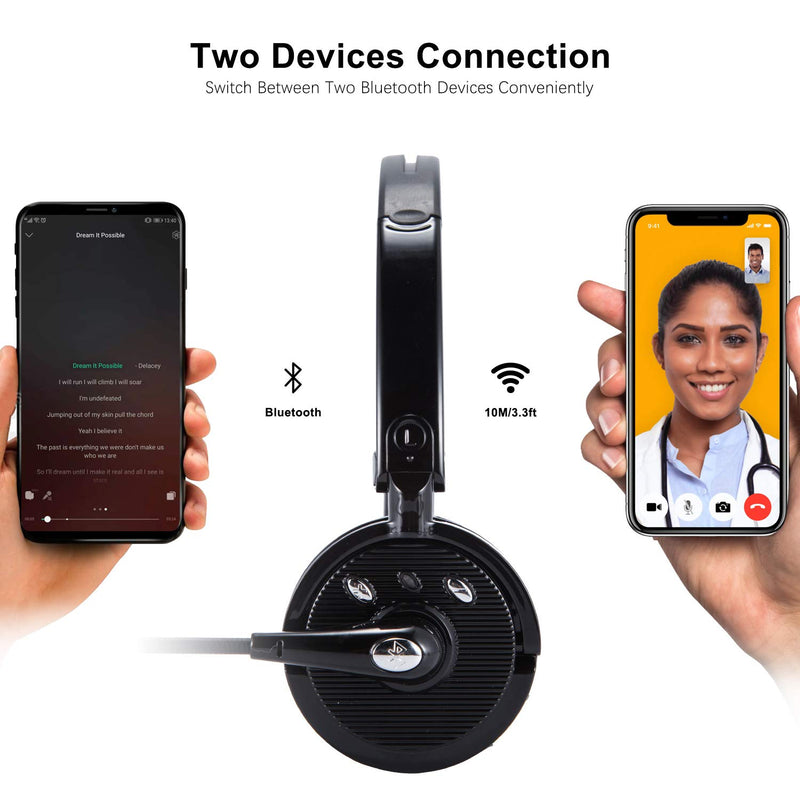 [AUSTRALIA] - Bluetooth Headsets with Mic, Noise Cancelling Wireless Bluetooth Headphones Hands Free On Ear Phone Headset with Boom Microphone for iPhone,Office Phone Call Center Customer Service PC PS4 TV Trucker 