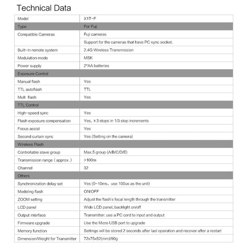 GODOX X1T-F TTL Strobe Trigger 1/8000s HSS 32 Channels 2.4G Wireless LCD Flash Trigger Transmitter for Fuji Fujifilm Cameras