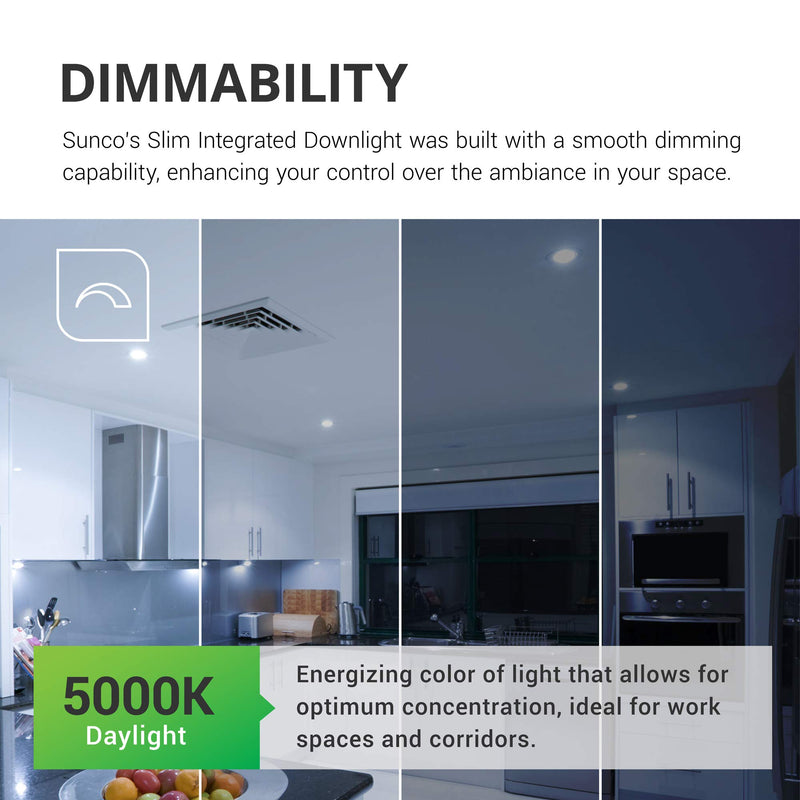 Sunco Lighting 4 Inch Slim LED Downlight, Integrated Junction Box,10W=60W, 650 LM, Dimmable, 5000K Daylight, Recessed Jbox Fixture, IC Rated, Simple Retrofit Installation - ETL & Energy Star