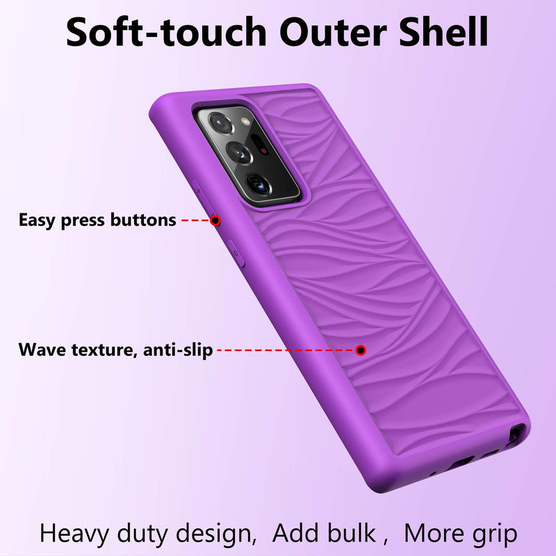 WESADN Case for Galaxy Note 20 Ultra Case Liquid Silicone Heavy Duty Shockproof Protective Hard Shell with Soft-Touch Anti-Slip Cover Durable Case for Samsung Galaxy Note 20 Ultra,Purple Purple